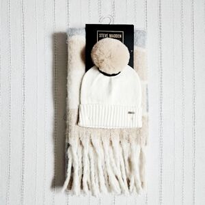 Steve Madden 2 Piece Beanie & Scarf Set Neutral Soft Warm Outerwear OS NWT